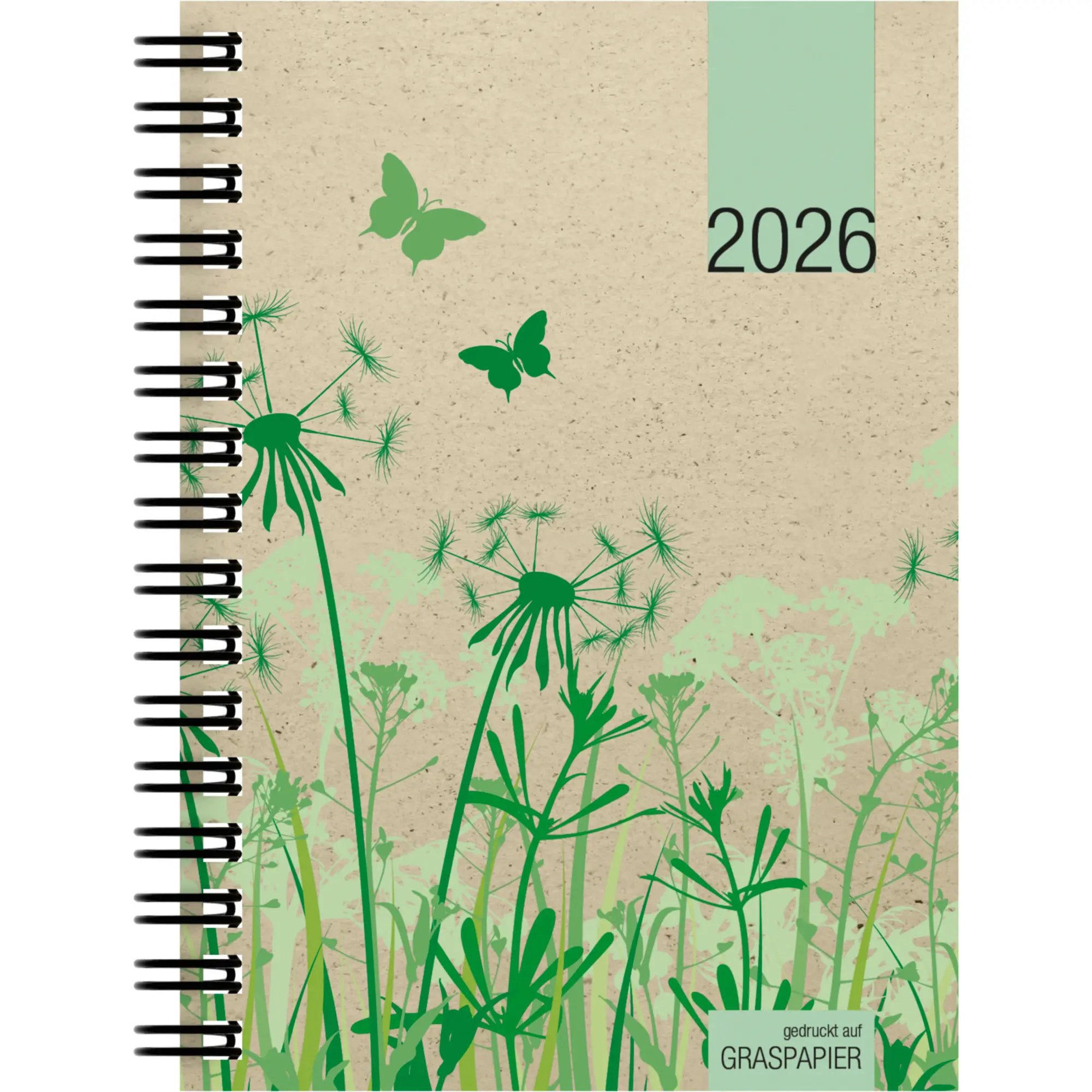 Cover: 4069095000926 | Taschenkalender Graspapier 2026 - Bürokalender 10x14 cm - 1 Woche...