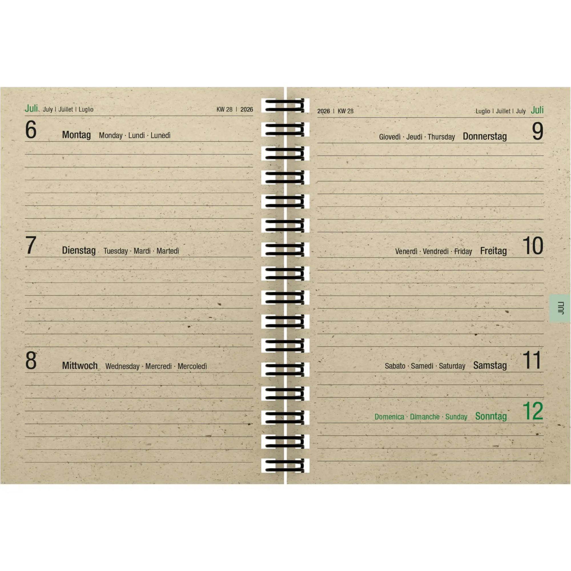 Bild: 4069095000926 | Taschenkalender Graspapier 2026 - Bürokalender 10x14 cm - 1 Woche...