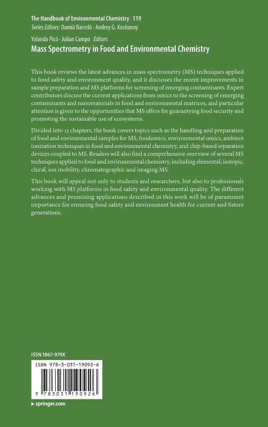 Rückseite: 9783031190926 | Mass Spectrometry in Food and Environmental Chemistry | Campo (u. a.)