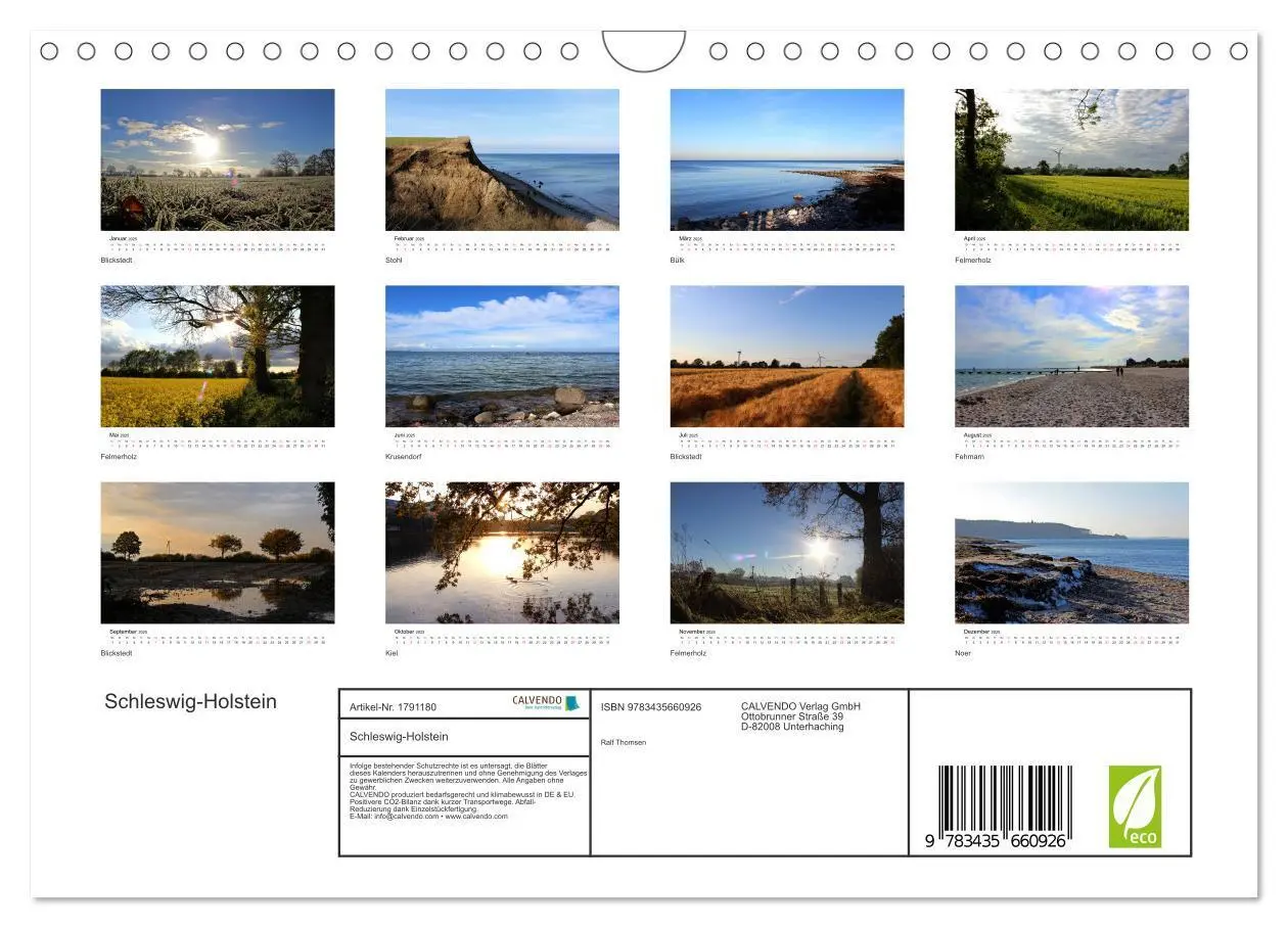 Bild: 9783435660926 | Schleswig-Holstein (Wandkalender 2025 DIN A4 quer), CALVENDO...