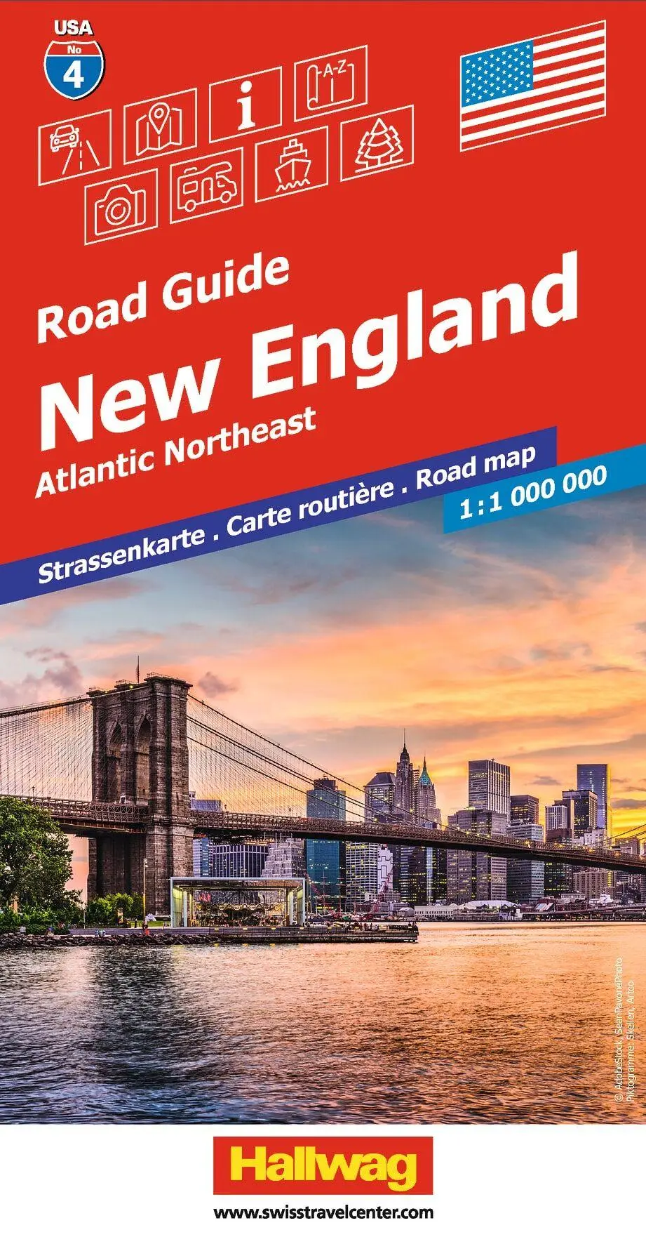 Cover: 9783828310926 | Hallwag Strassenkarte USA, New England 1:1 Mio. | AG | (Land-)Karte