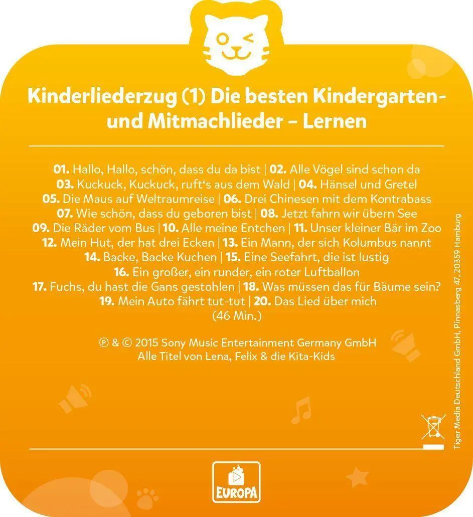 Bild: 4260535481026 | tigercard - Kinderliederzug - Folge 1: Die besten Kindergarten- und...