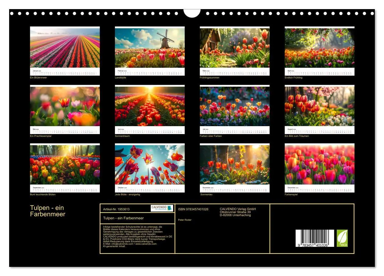 Bild: 9783457401026 | Tulpen - ein Farbenmeer (Wandkalender 2026 DIN A3 quer), CALVENDO...