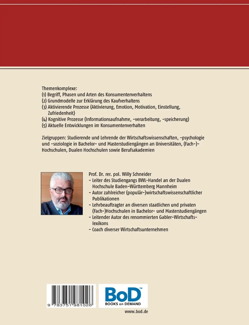 Rückseite: 9783751981026 | Konsumentenverhalten kompakt | Typen - Theorien - Trends | Schneider