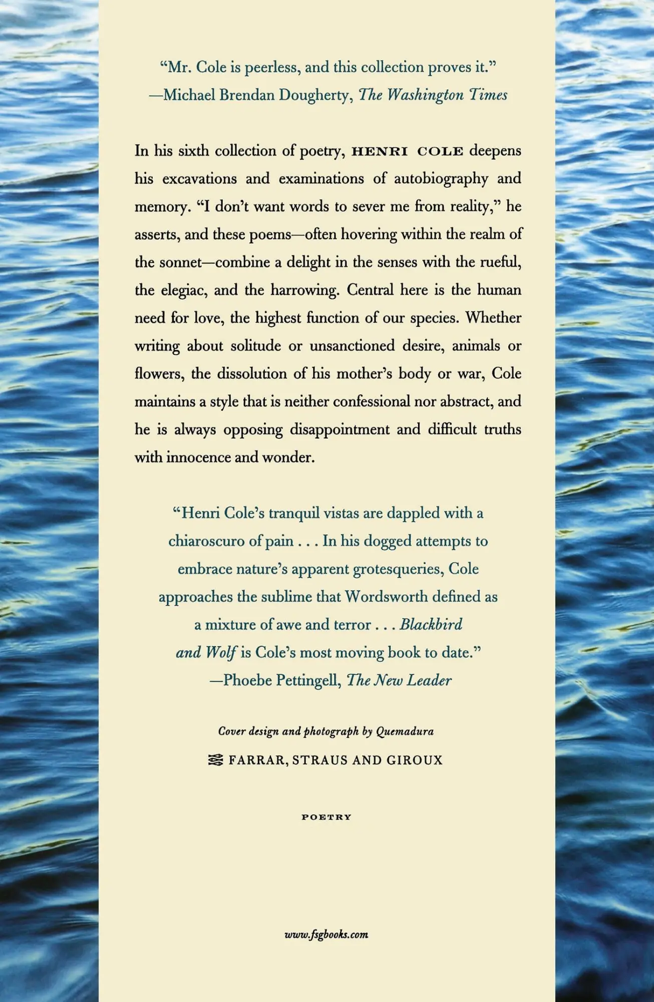 Rückseite: 9780374531126 | Blackbird and Wolf | Poems | Henri Cole | Taschenbuch | Englisch