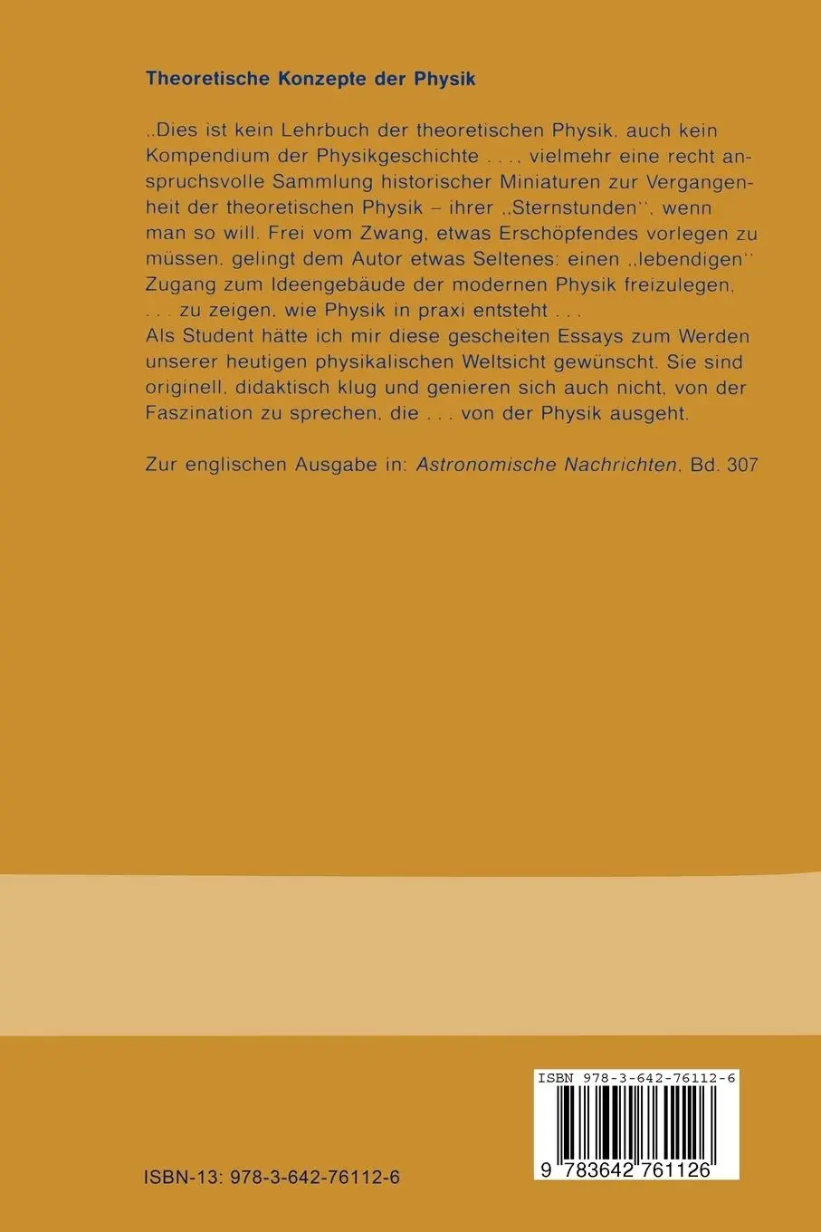 Rückseite: 9783642761126 | Theoretische Konzepte der Physik | Eine alternative Betrachtung | Buch