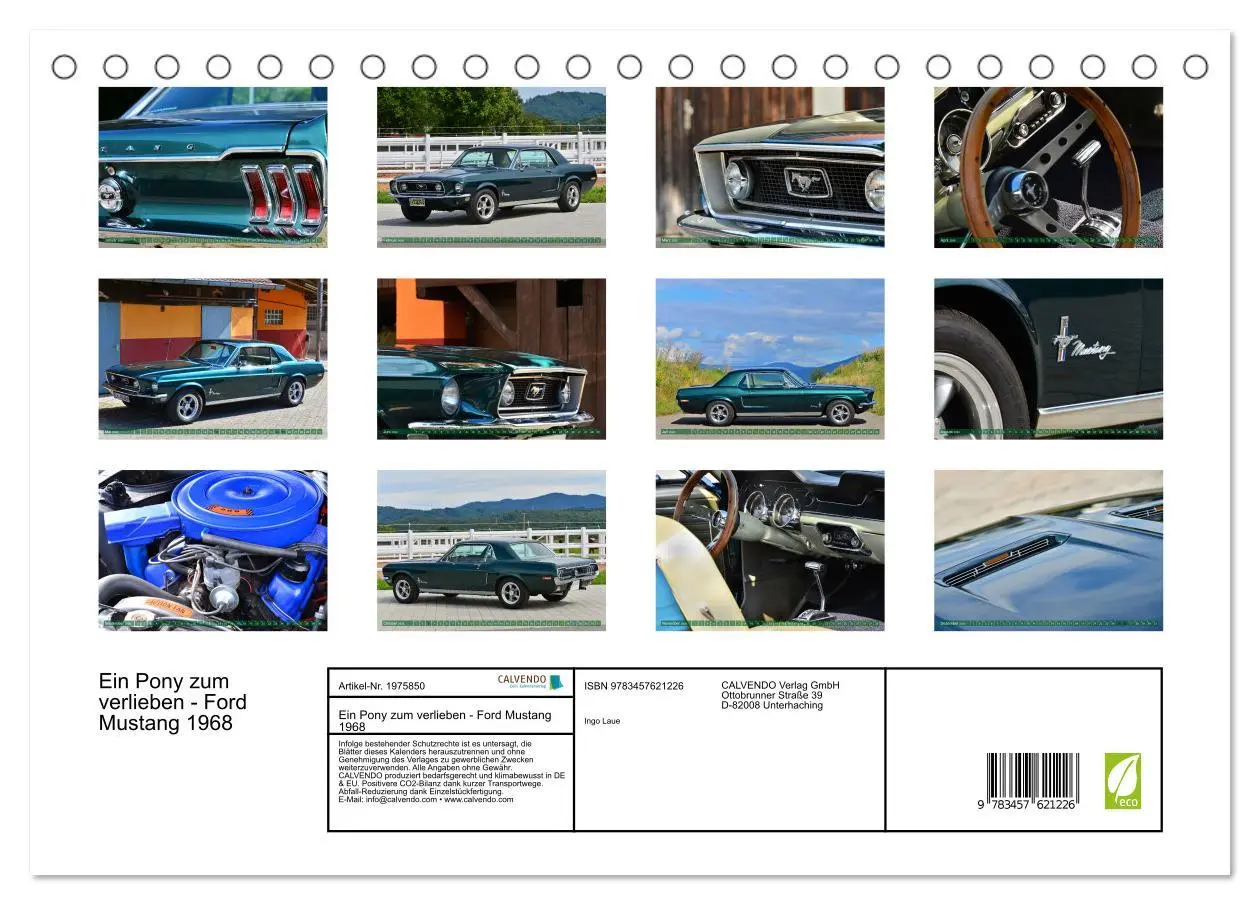 Bild: 9783457621226 | Ein Pony zum verlieben - Ford Mustang 1968 (Tischkalender 2026 DIN...