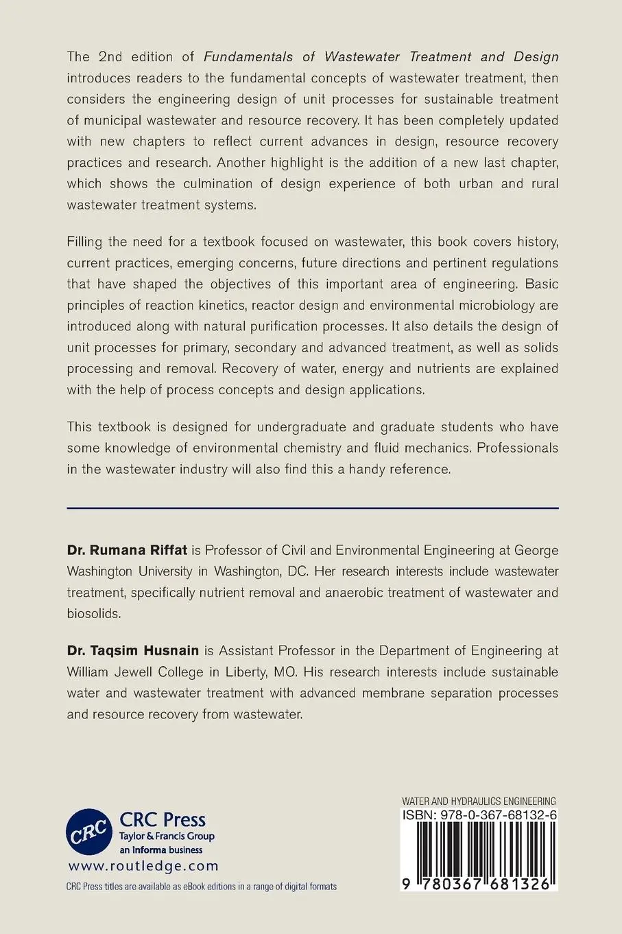 Rückseite: 9780367681326 | Fundamentals of Wastewater Treatment and Engineering | Riffat (u. a.)
