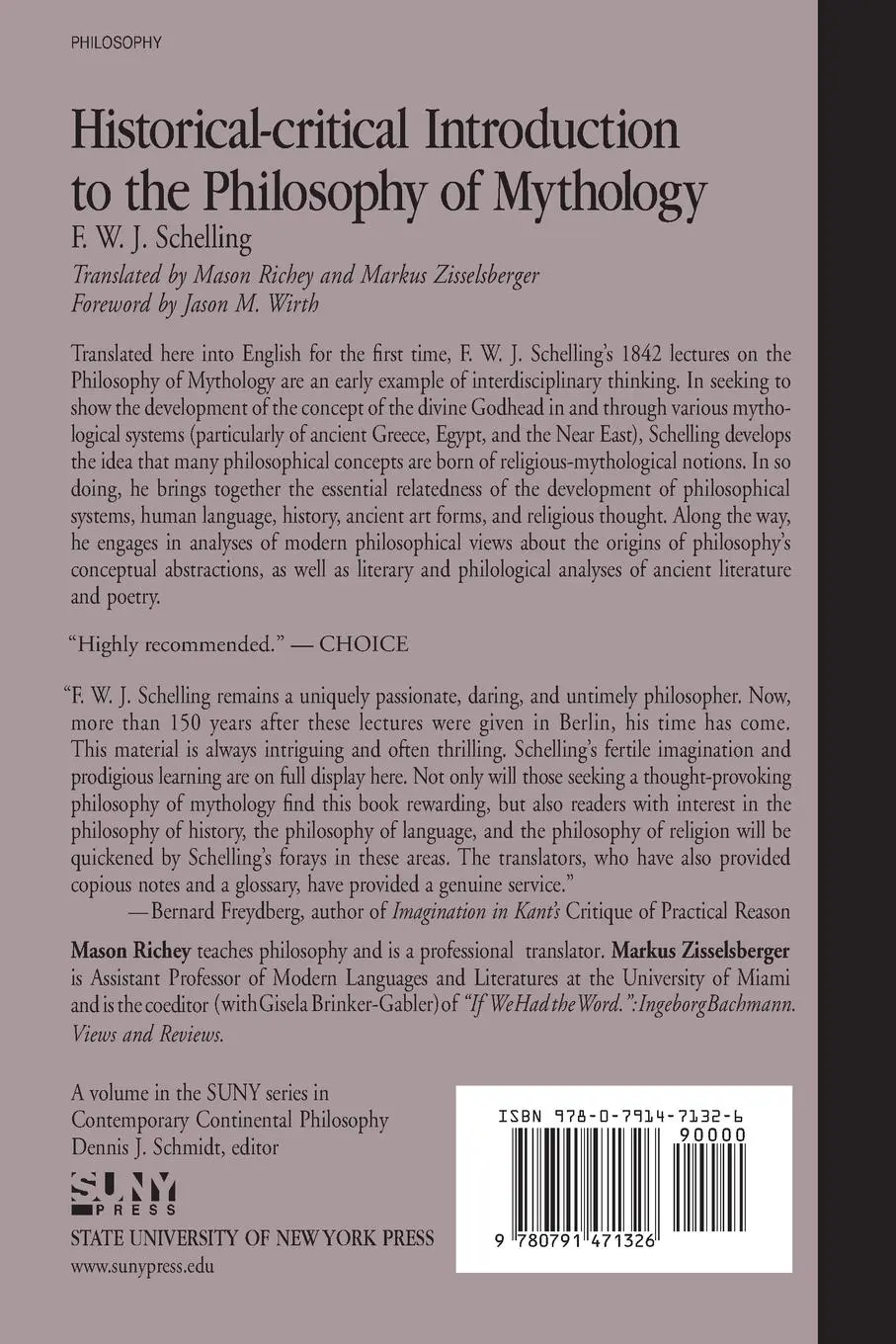 Rückseite: 9780791471326 | Historical-critical Introduction to the Philosophy of Mythology | Buch