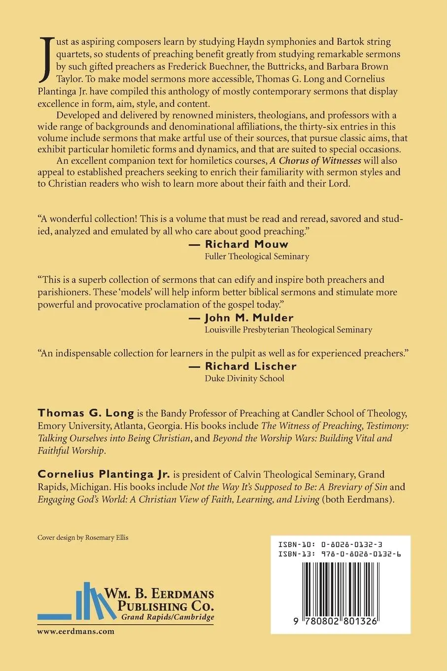Rückseite: 9780802801326 | A Chorus of Witnesses | Model Sermons for Today's Preacher | Buch