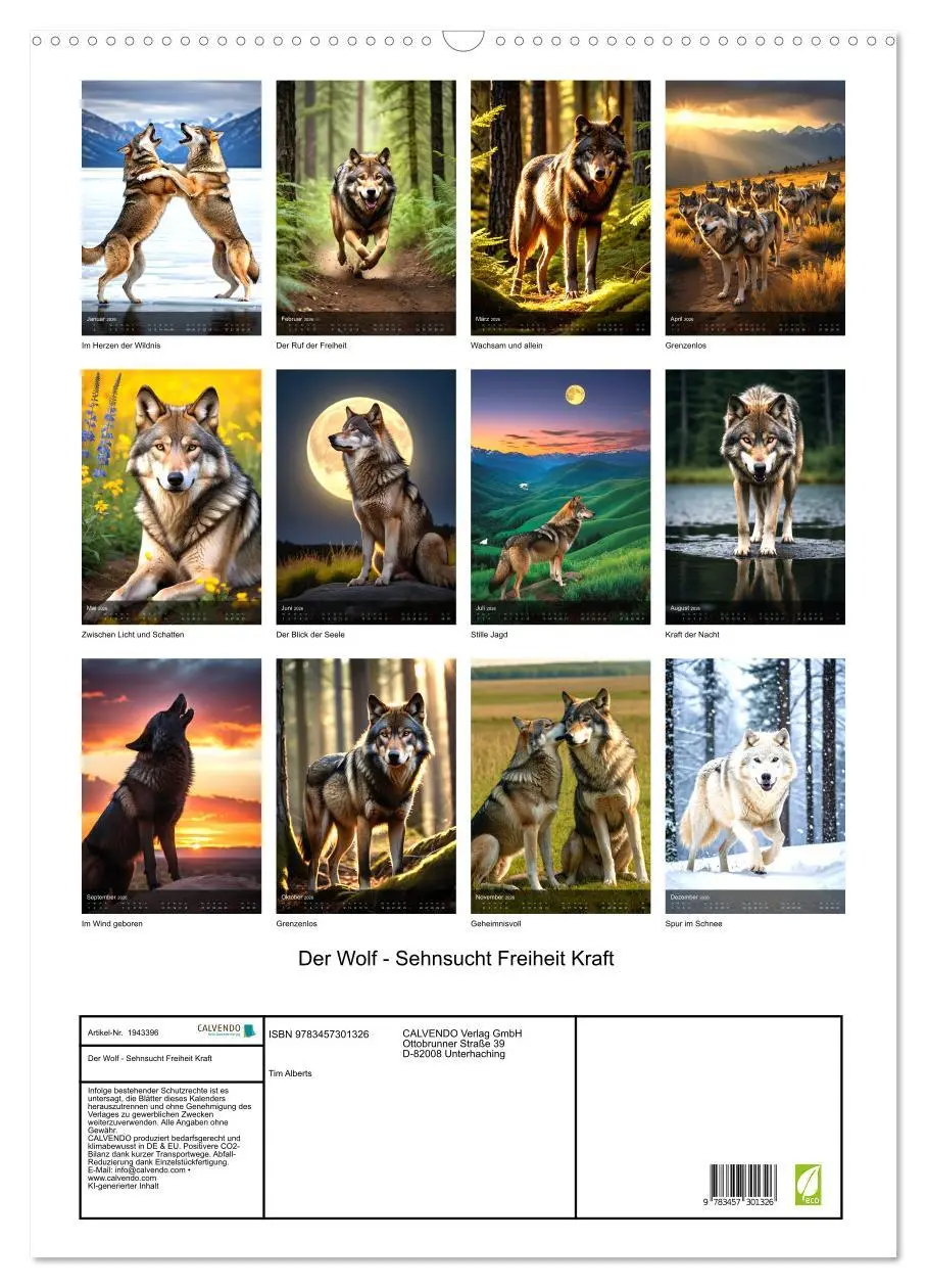 Bild: 9783457301326 | Der Wolf - Sehnsucht Freiheit Kraft (Wandkalender 2026 DIN A2...
