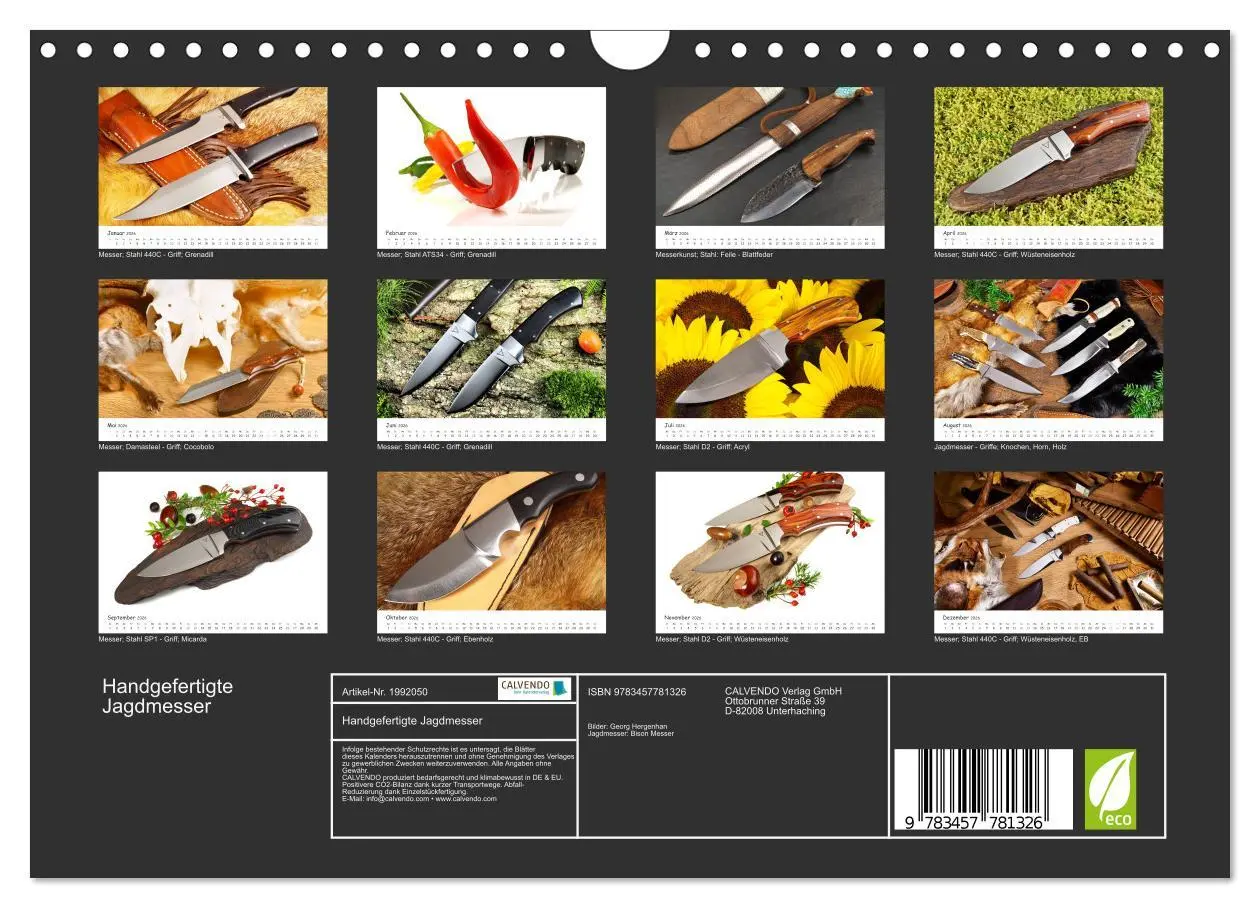 Bild: 9783457781326 | Handgefertigte Jagdmesser (Wandkalender 2026 DIN A4 quer), CALVENDO...