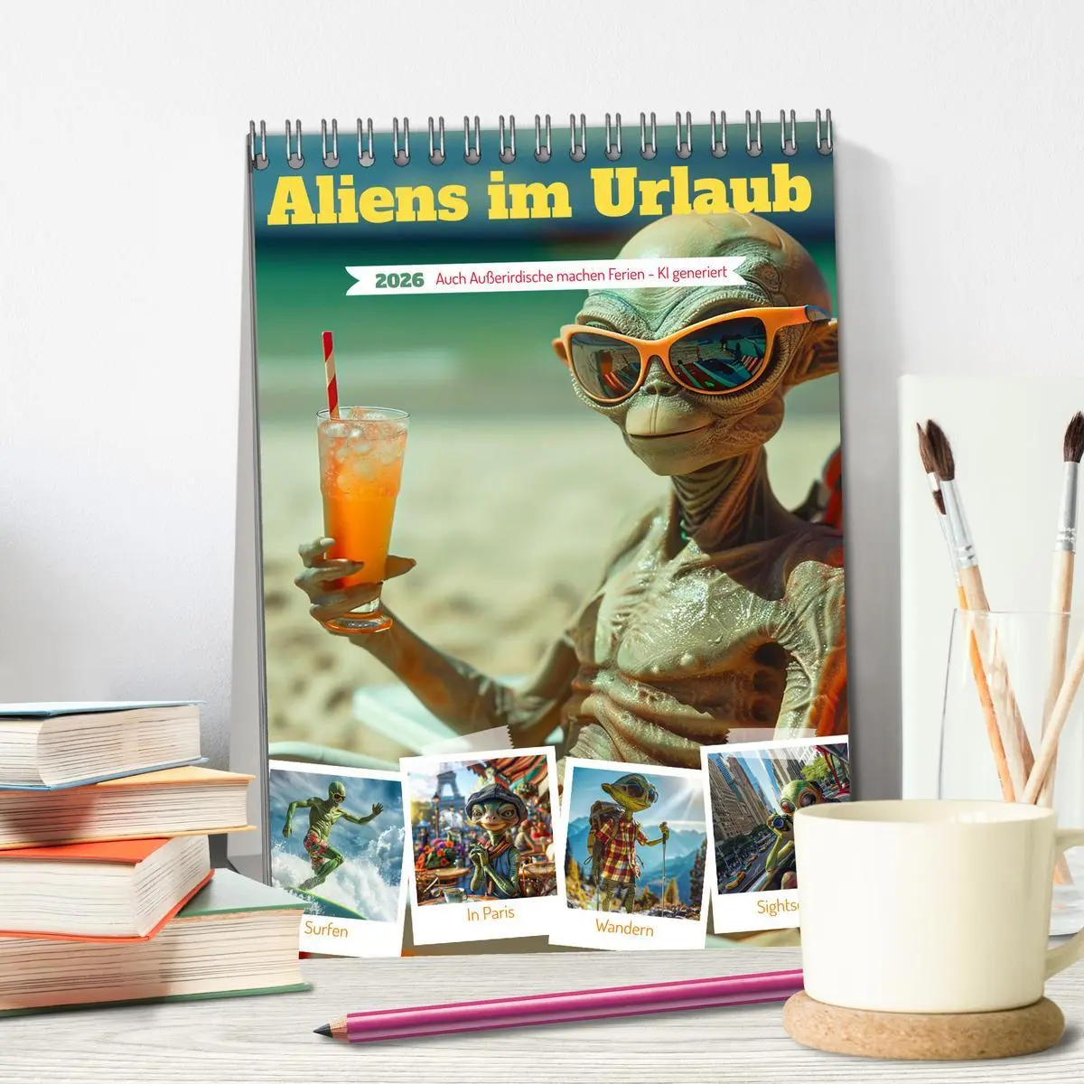 Bild: 9783516251326 | Aliens im Urlaub (Tischkalender 2026 DIN A5 hoch), CALVENDO...