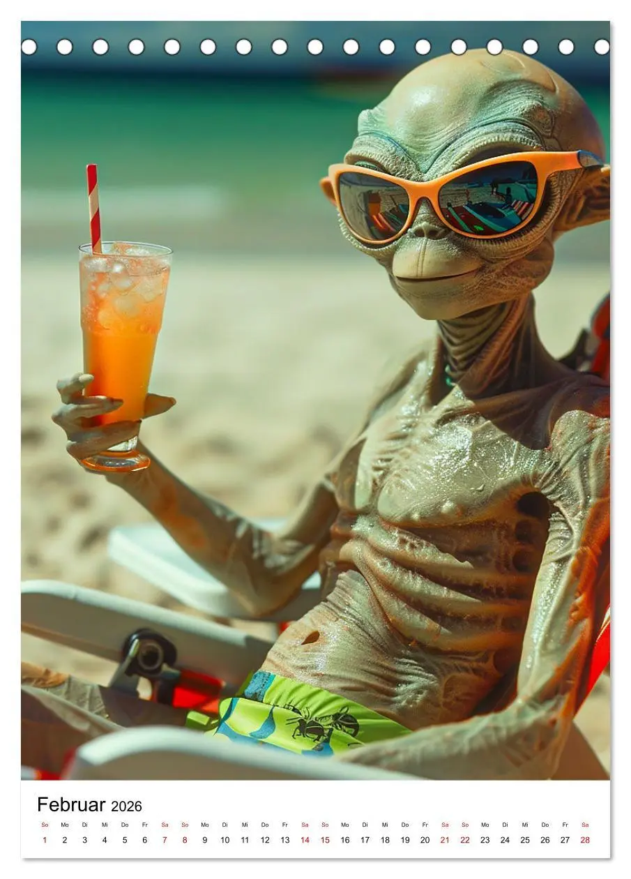 Bild: 9783516251326 | Aliens im Urlaub (Tischkalender 2026 DIN A5 hoch), CALVENDO...