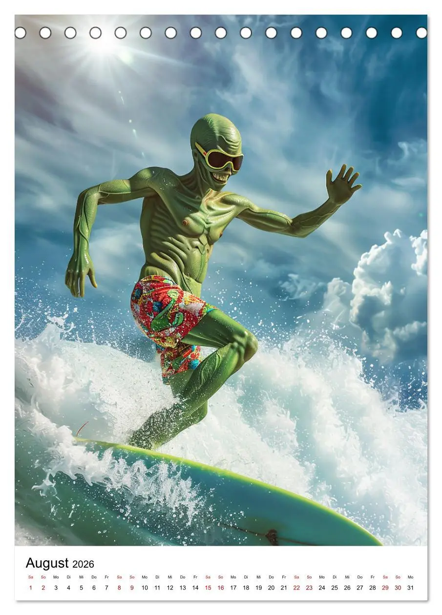 Bild: 9783516251326 | Aliens im Urlaub (Tischkalender 2026 DIN A5 hoch), CALVENDO...