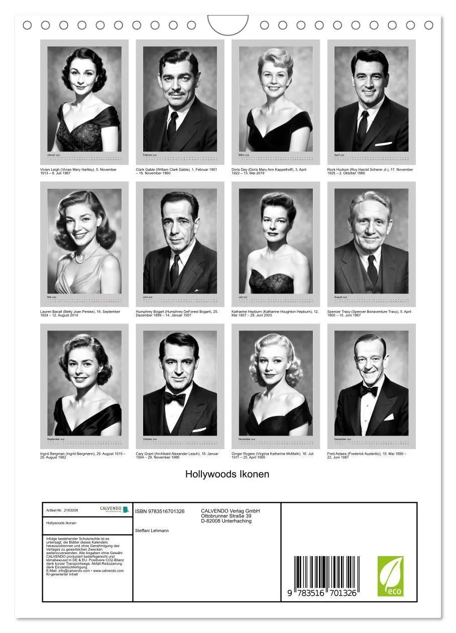 Bild: 9783516701326 | Hollywoods Ikonen (Wandkalender 2026 DIN A4 hoch), CALVENDO...