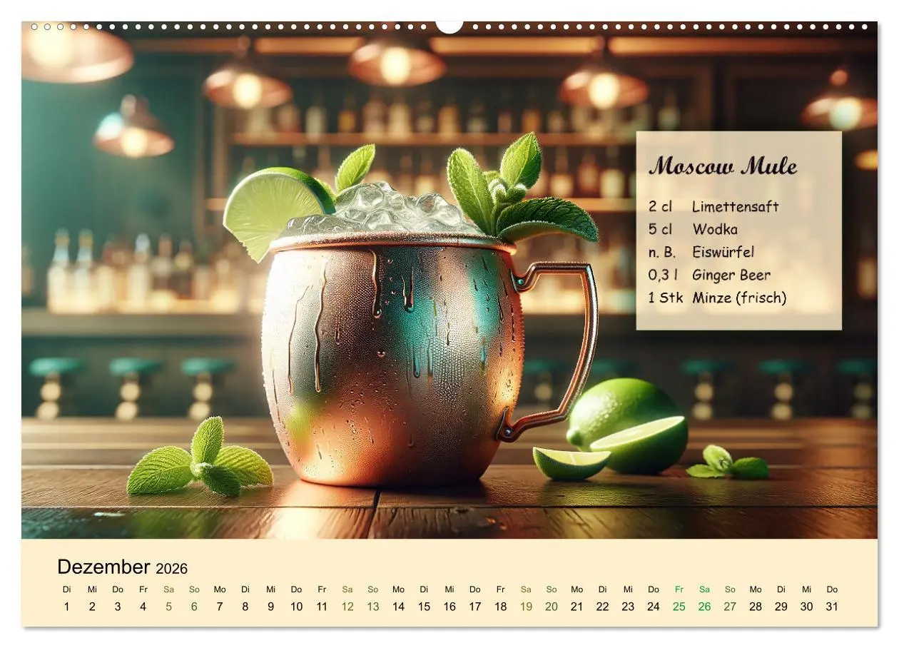 Bild: 9783457461426 | Cocktail-Klassiker (hochwertiger Premium Wandkalender 2026 DIN A2...