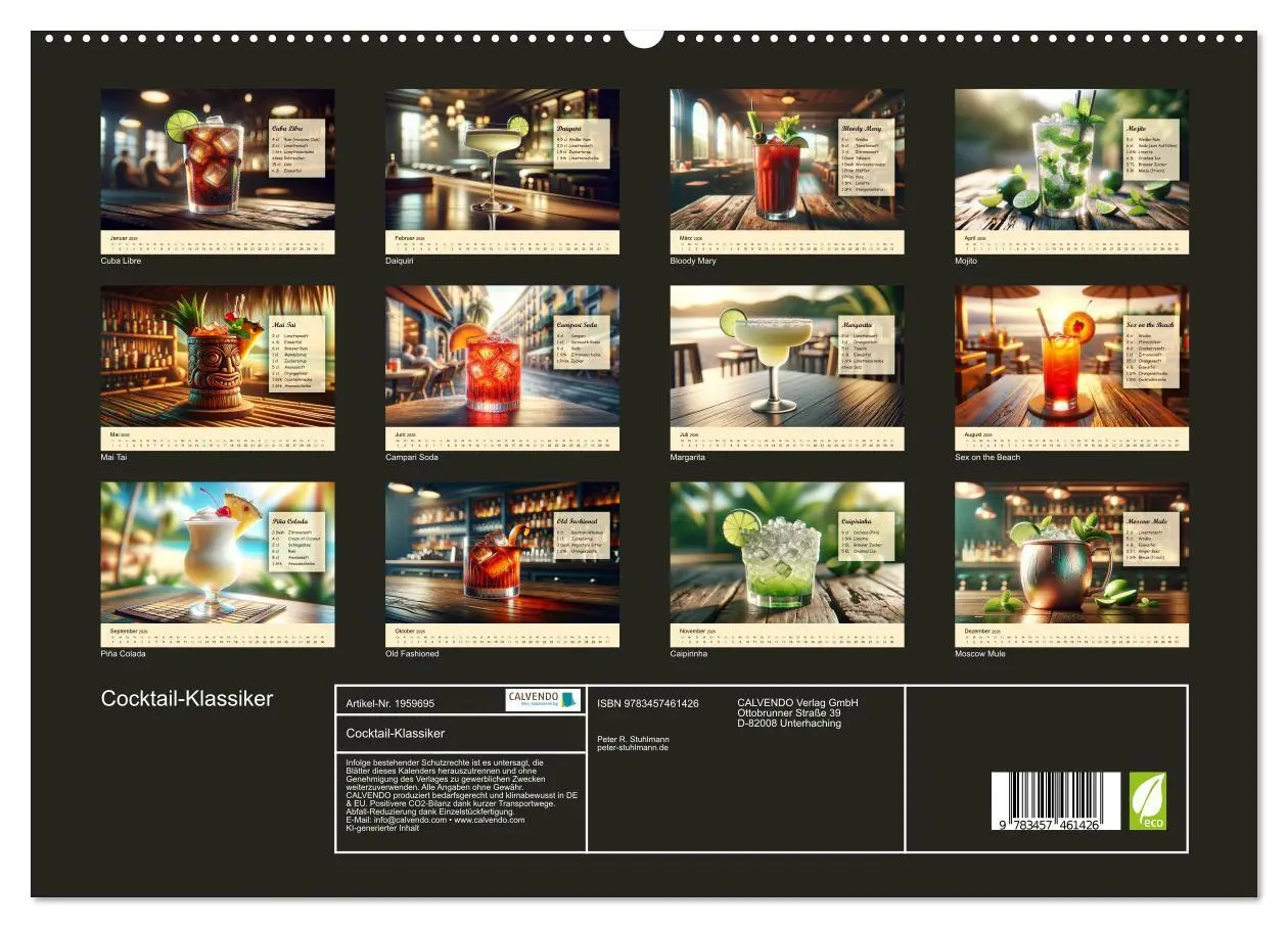 Bild: 9783457461426 | Cocktail-Klassiker (hochwertiger Premium Wandkalender 2026 DIN A2...