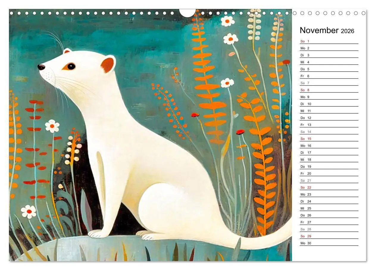 Bild: 9783457531426 | Waldtiere, bunt und naiv (Wandkalender 2026 DIN A3 quer), CALVENDO...