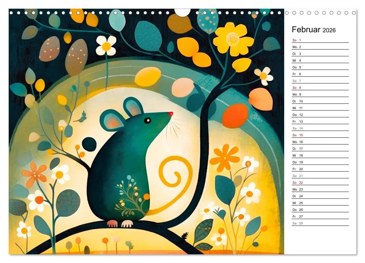 Bild: 9783457531426 | Waldtiere, bunt und naiv (Wandkalender 2026 DIN A3 quer), CALVENDO...