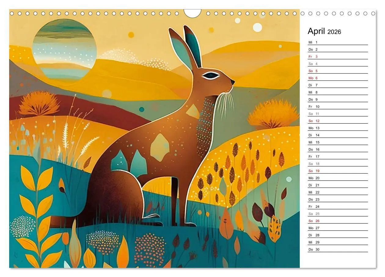 Bild: 9783457531426 | Waldtiere, bunt und naiv (Wandkalender 2026 DIN A3 quer), CALVENDO...