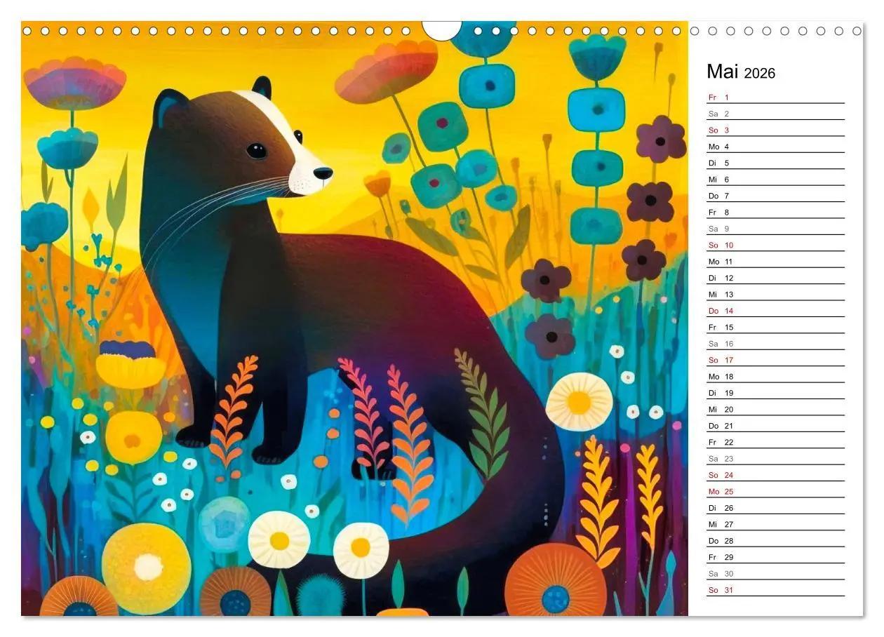 Bild: 9783457531426 | Waldtiere, bunt und naiv (Wandkalender 2026 DIN A3 quer), CALVENDO...