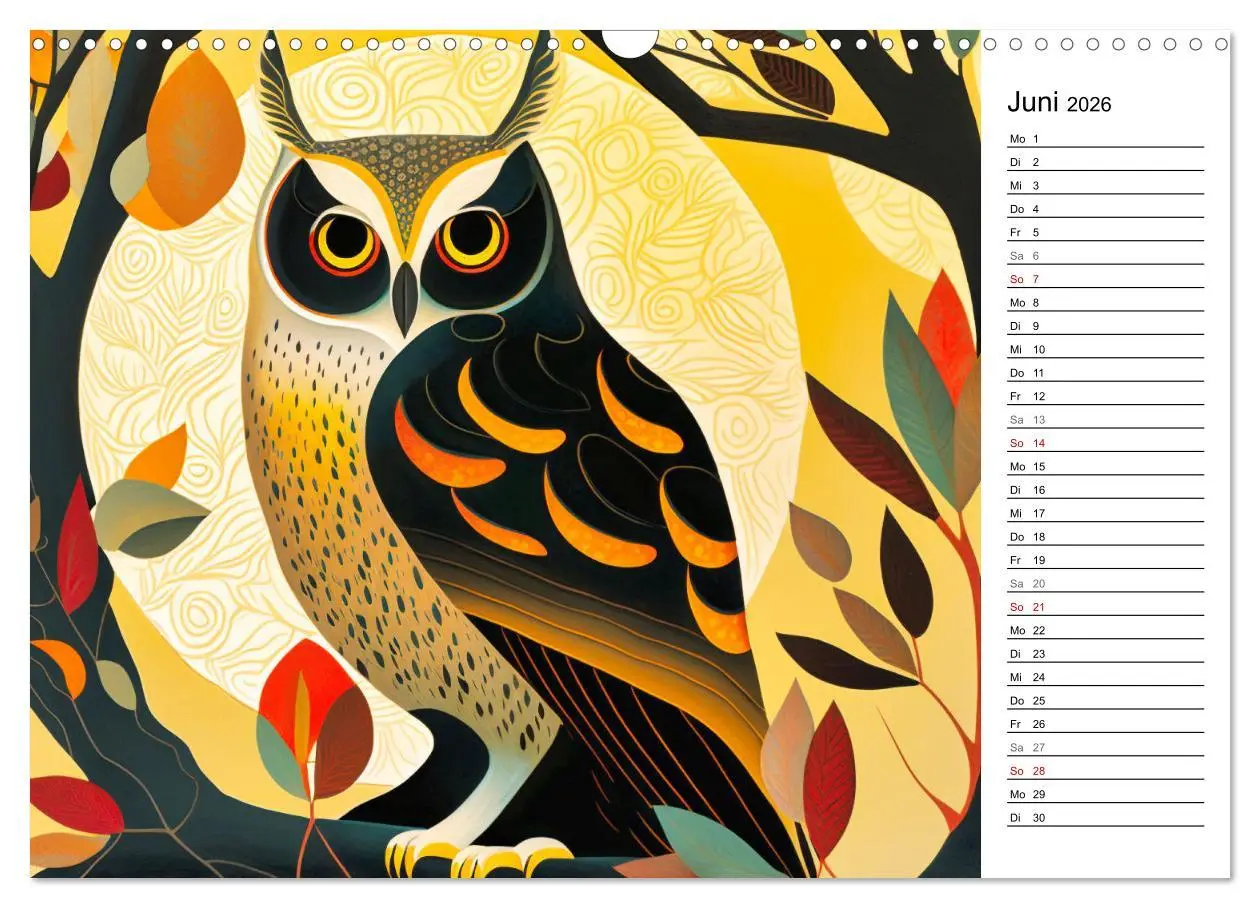 Bild: 9783457531426 | Waldtiere, bunt und naiv (Wandkalender 2026 DIN A3 quer), CALVENDO...