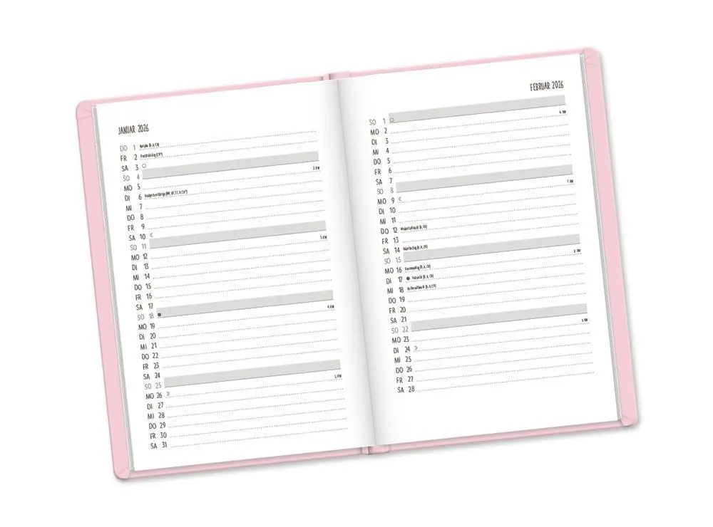 Bild: 9783986361426 | Terminplaner Lederlook 2026 Rosa | Terminplaner Lederlook A6 | Buch