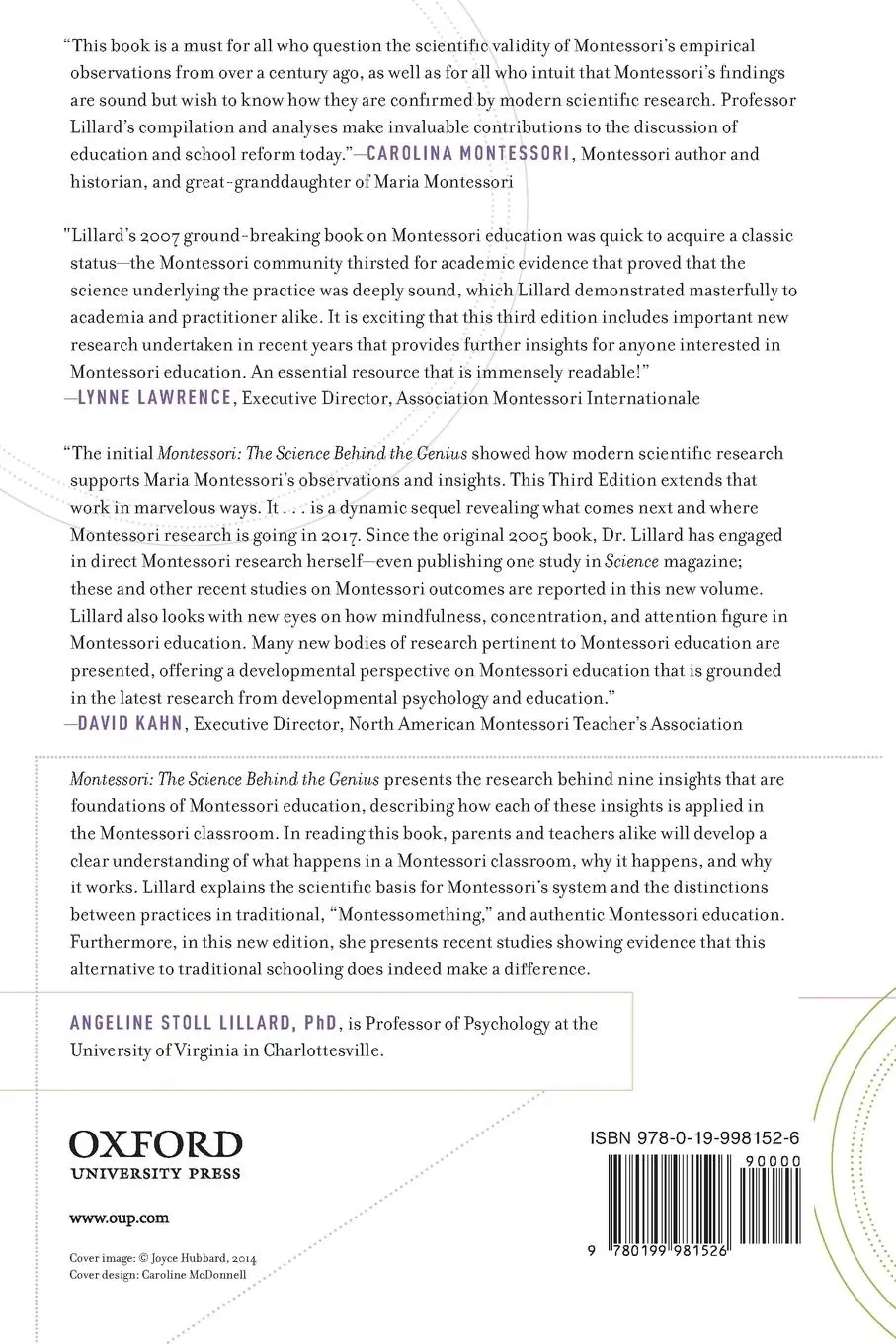 Rückseite: 9780199981526 | Montessori | The Science Behind the Genius | Lillard (u. a.) | Buch