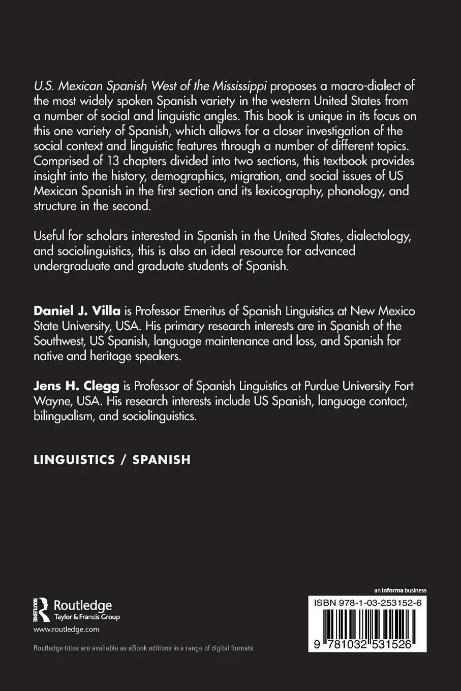 Rückseite: 9781032531526 | U.S. Mexican Spanish West of the Mississippi | Daniel J. Villa (u. a.)