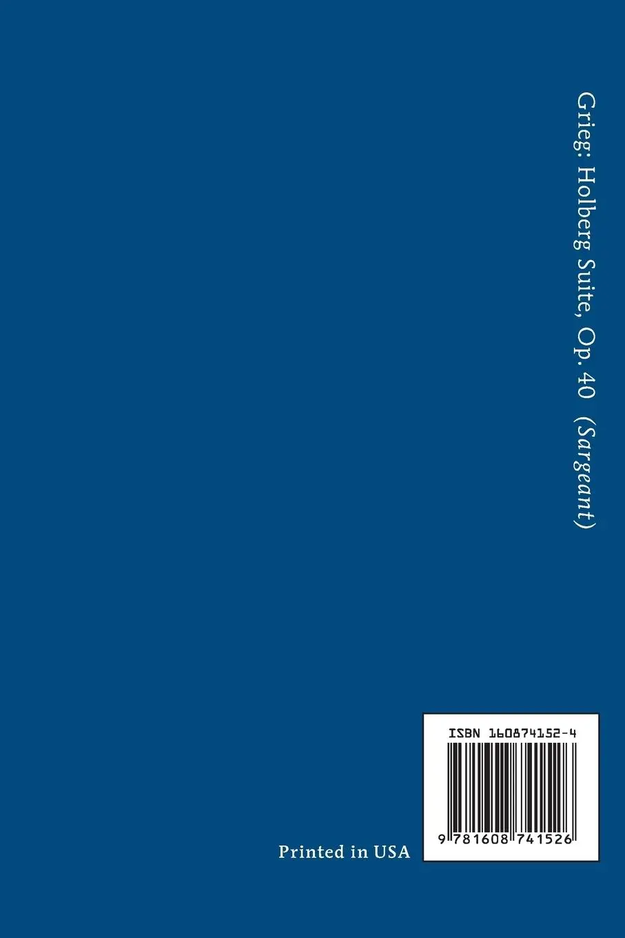 Rückseite: 9781608741526 | Holberg Suite, Op.40 | Study score | Edvard Grieg | Taschenbuch | 2015