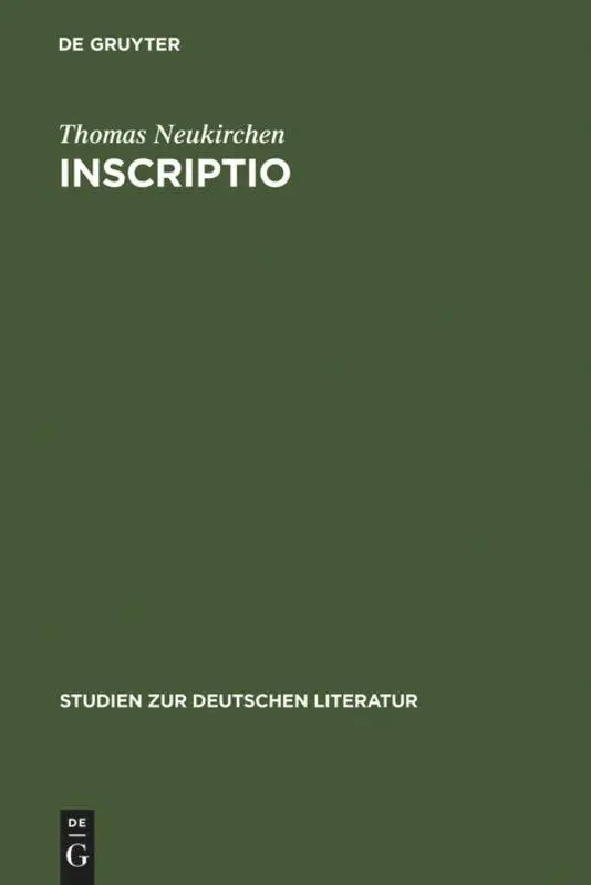 Cover: 9783484181526 | Inscriptio | Thomas Neukirchen | Buch | Gebunden | Deutsch | 2000