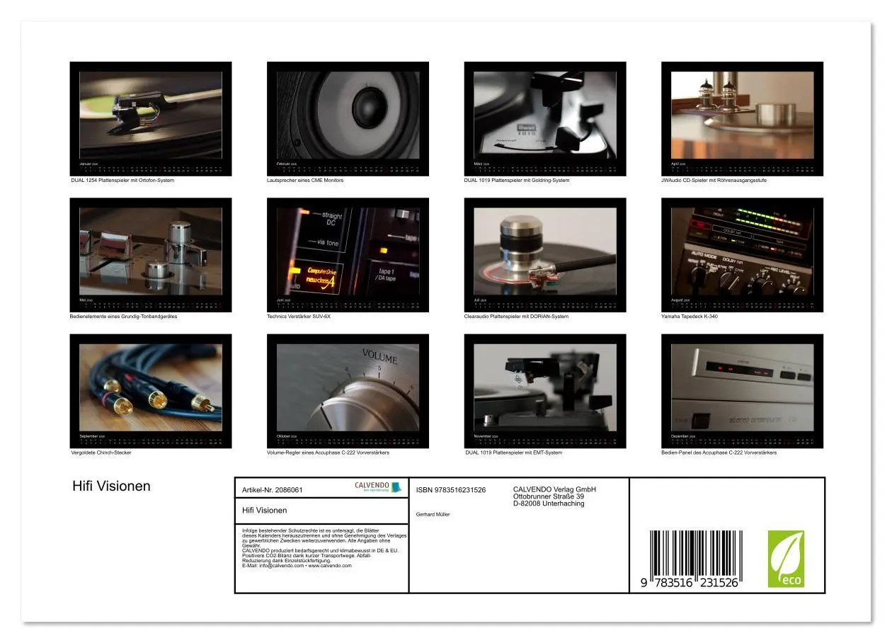 Bild: 9783516231526 | Hifi Visionen (Wandkalender 2026 DIN A4 quer), CALVENDO Monatskalender