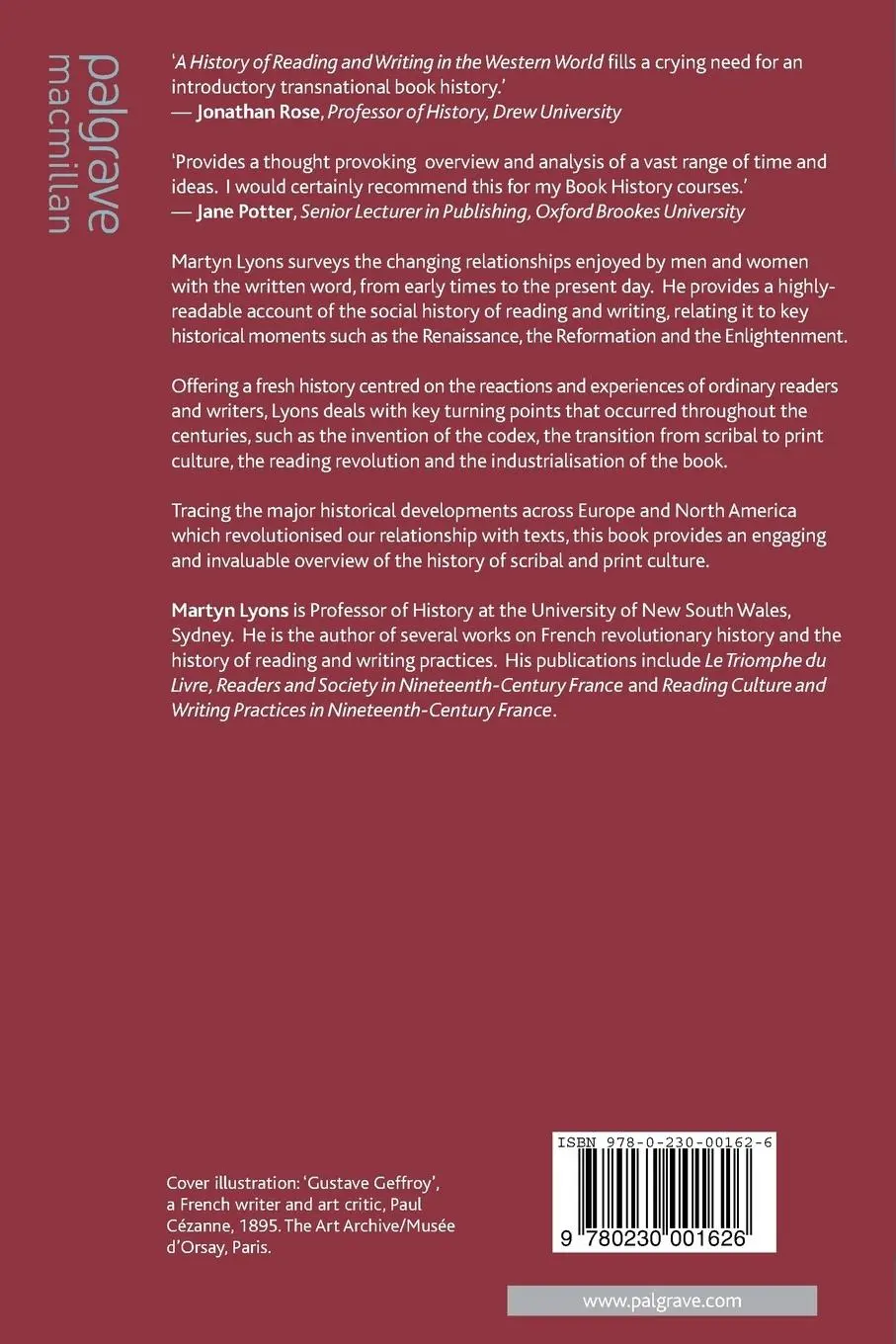 Rückseite: 9780230001626 | A History of Reading and Writing | In the Western World | Martyn Lyons