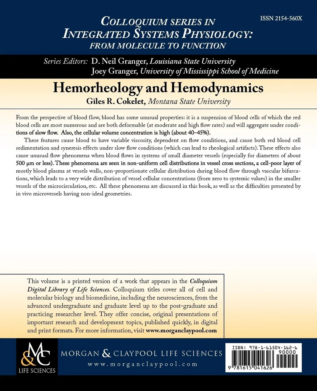 Rückseite: 9781615041626 | Hemorheology and Hemodynamics | Giles R. Cokelet | Taschenbuch | 2011