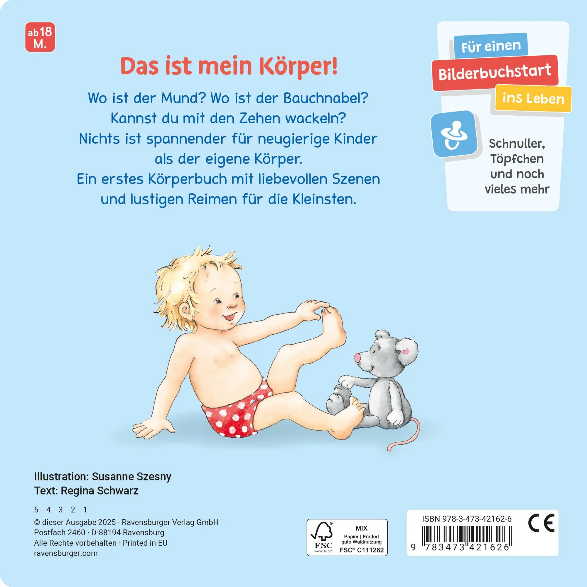 Rückseite: 9783473421626 | Augen, Bauch und Hände | Mein erstes Körperbuch | Regina Schwarz