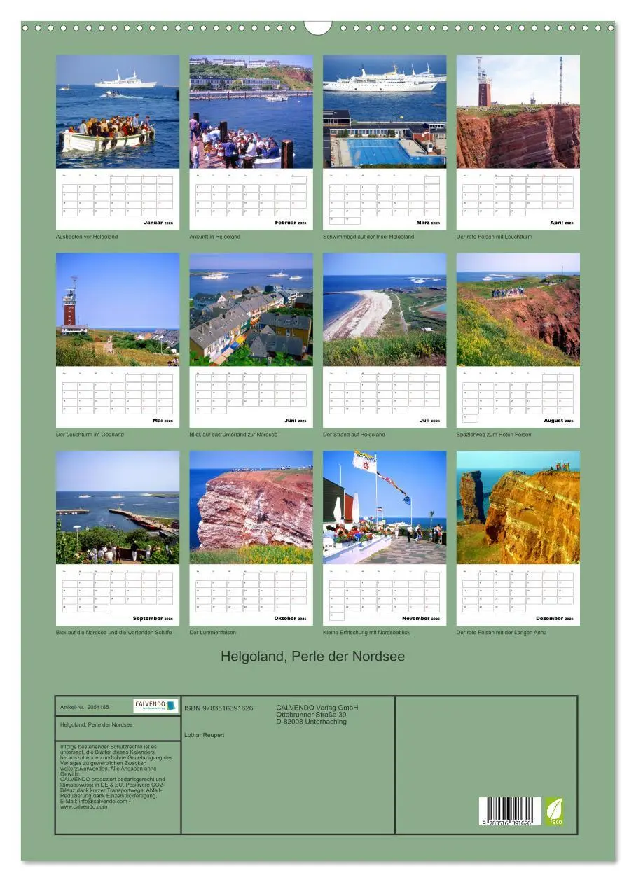 Bild: 9783516391626 | Helgoland, Perle der Nordsee (Wandkalender 2026 DIN A2 hoch),...