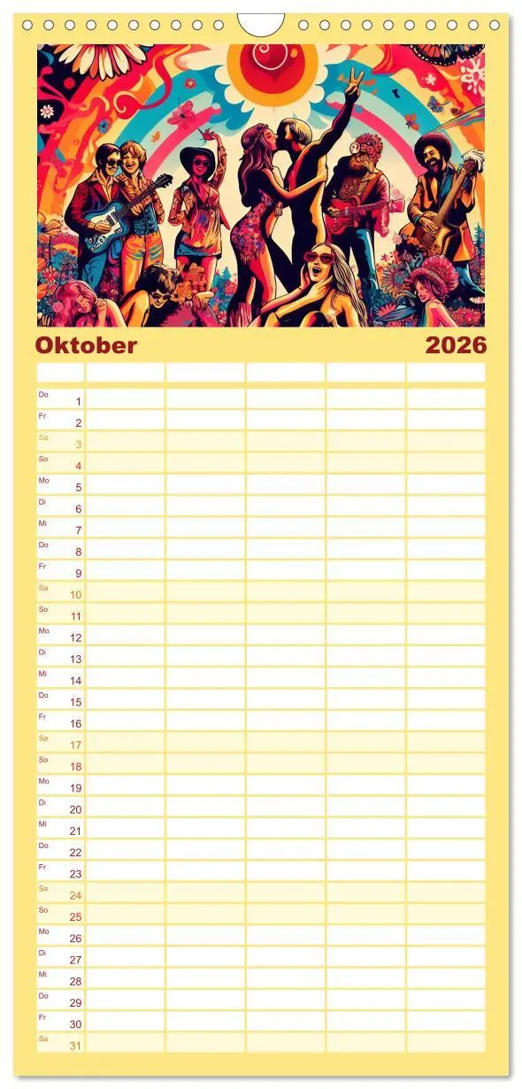 Bild: 9783516601626 | Familienplaner 2026 - Psychodelic Art mit 5 Spalten (Wandkalender,...