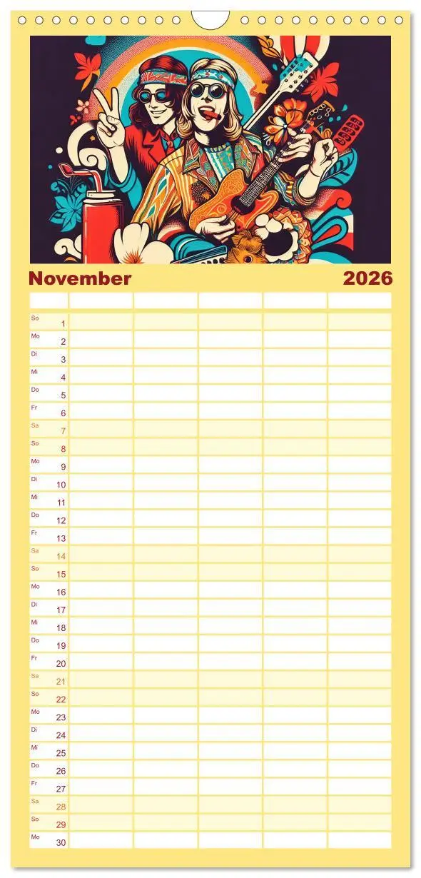 Bild: 9783516601626 | Familienplaner 2026 - Psychodelic Art mit 5 Spalten (Wandkalender,...
