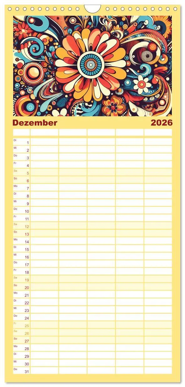 Bild: 9783516601626 | Familienplaner 2026 - Psychodelic Art mit 5 Spalten (Wandkalender,...