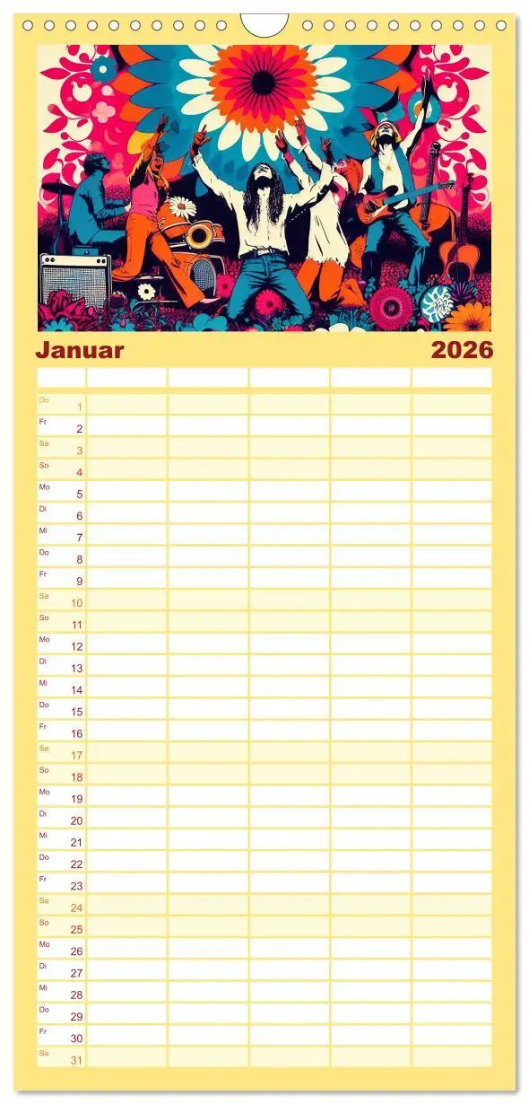 Bild: 9783516601626 | Familienplaner 2026 - Psychodelic Art mit 5 Spalten (Wandkalender,...