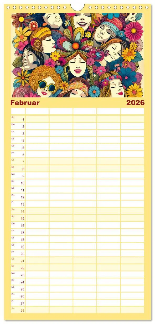 Bild: 9783516601626 | Familienplaner 2026 - Psychodelic Art mit 5 Spalten (Wandkalender,...