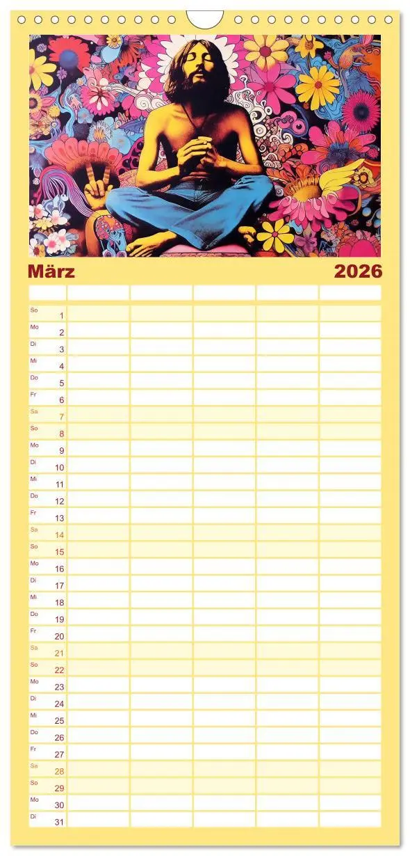 Bild: 9783516601626 | Familienplaner 2026 - Psychodelic Art mit 5 Spalten (Wandkalender,...