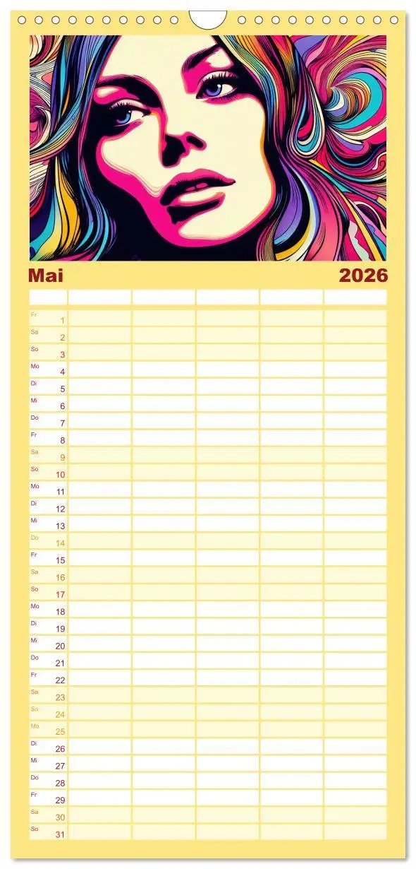 Bild: 9783516601626 | Familienplaner 2026 - Psychodelic Art mit 5 Spalten (Wandkalender,...