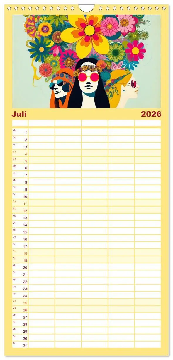 Bild: 9783516601626 | Familienplaner 2026 - Psychodelic Art mit 5 Spalten (Wandkalender,...