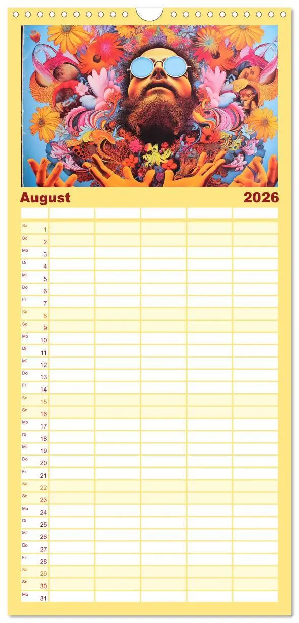 Bild: 9783516601626 | Familienplaner 2026 - Psychodelic Art mit 5 Spalten (Wandkalender,...