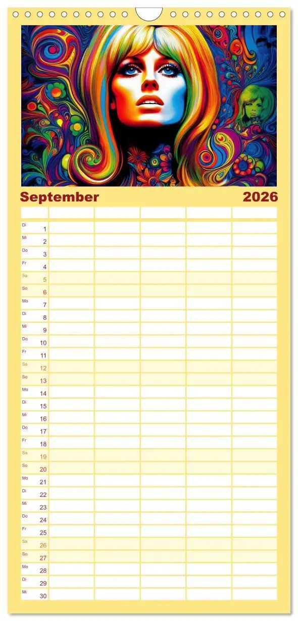 Bild: 9783516601626 | Familienplaner 2026 - Psychodelic Art mit 5 Spalten (Wandkalender,...