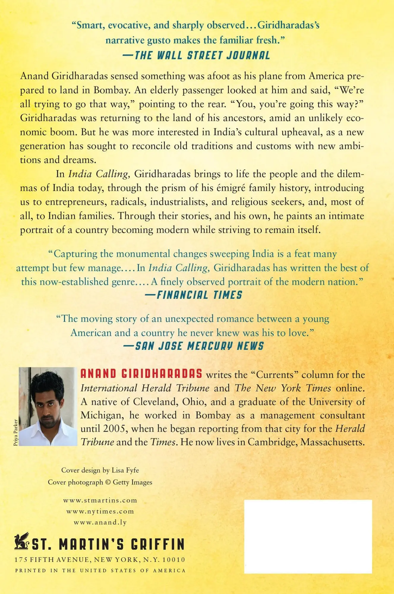Rückseite: 9781250001726 | INDIA CALLING | Anand Giridharadas | Taschenbuch | Englisch | 2012