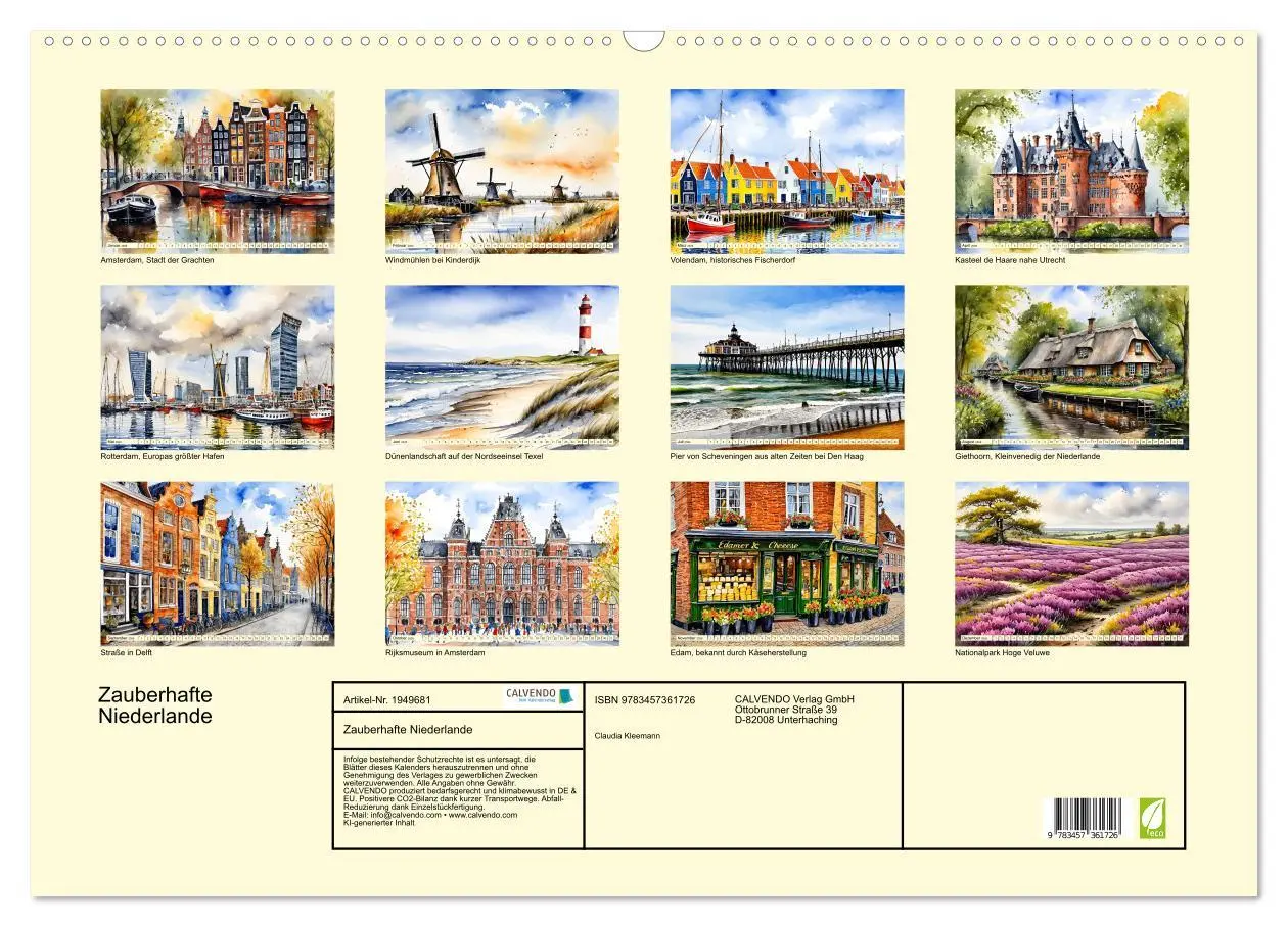 Bild: 9783457361726 | Zauberhafte Niederlande (Wandkalender 2026 DIN A2 quer), CALVENDO...