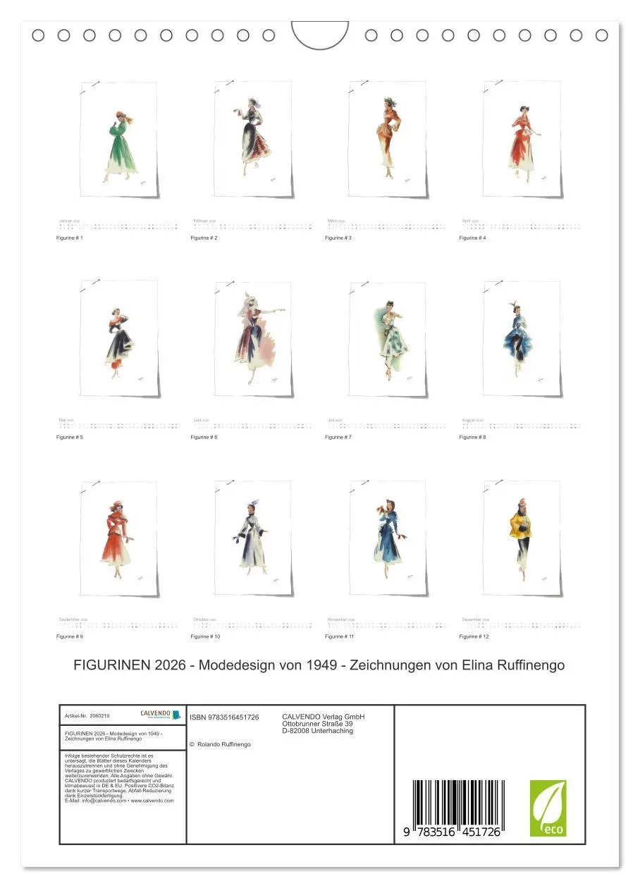 Bild: 9783516451726 | FIGURINEN 2026 - Modedesign von 1949 - Zeichnungen von Elina...